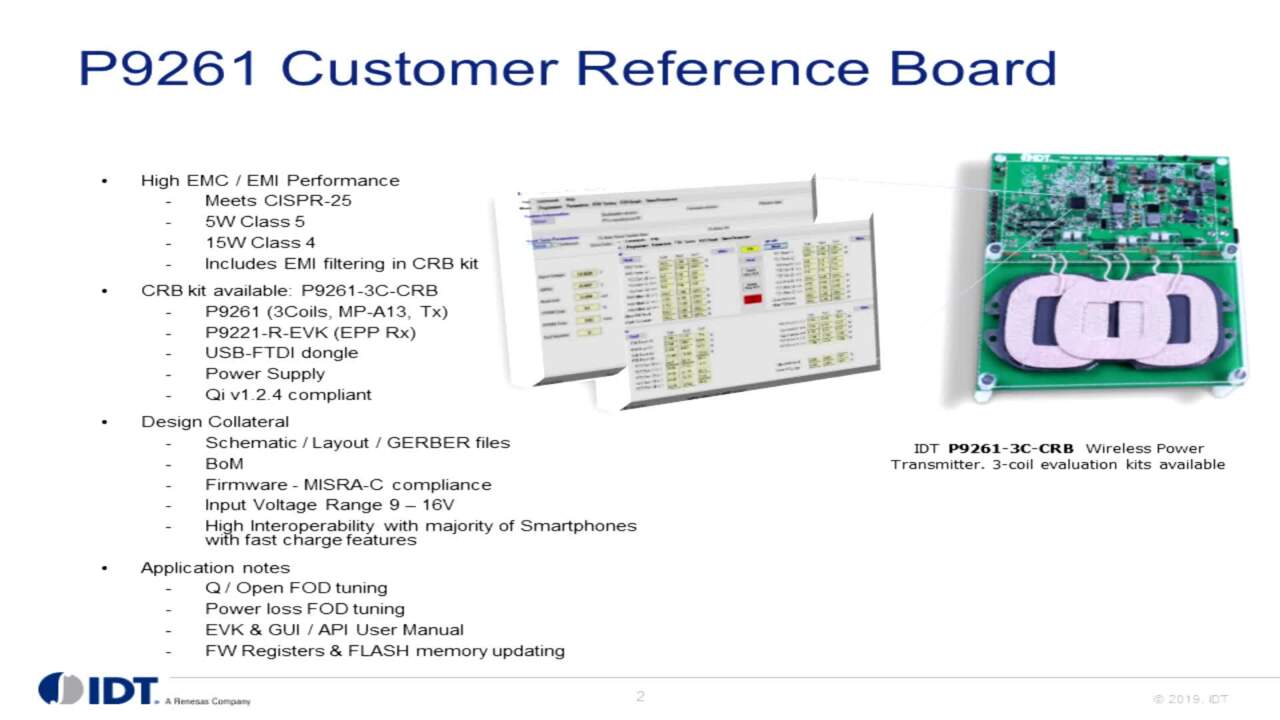P9261-3C-CRB Customer Reference Board, 15W Automotive Wireless Power Transmitter Solution